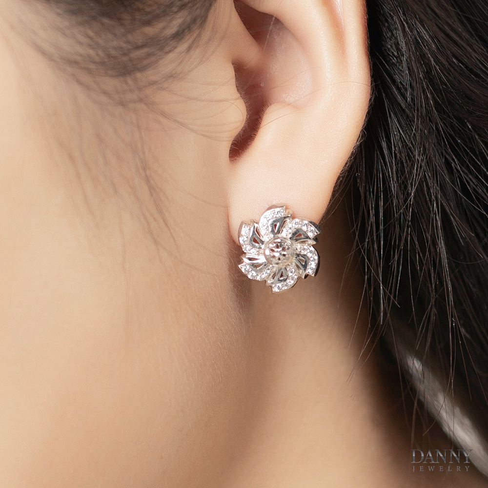Bông Tai Nữ Bạc 925 Xi Bạch Kim Đính đá CZ - NI4GZ025