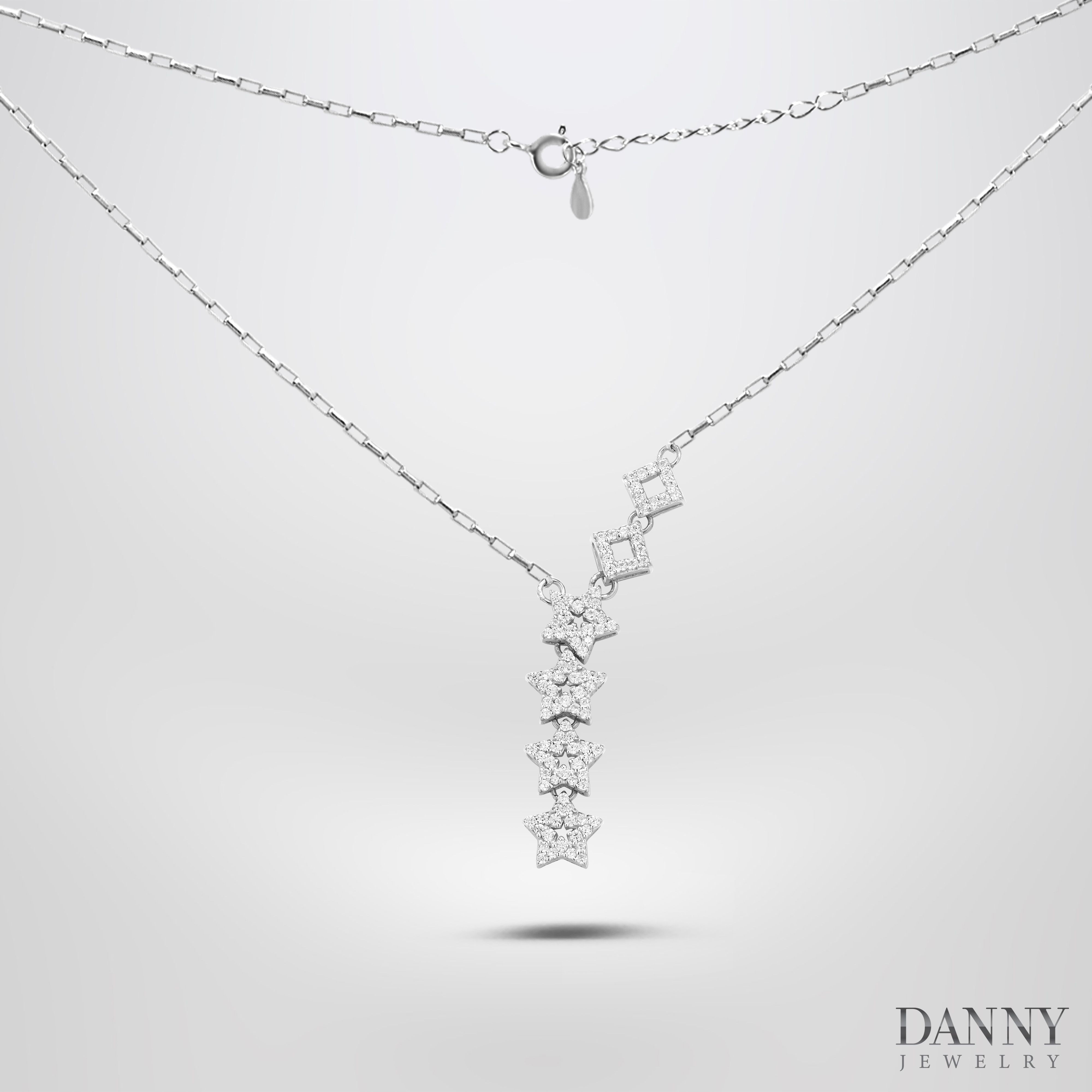 Dây mặt ngôi sao đá Cz - Bạc 925 xi Rhodium - DM075