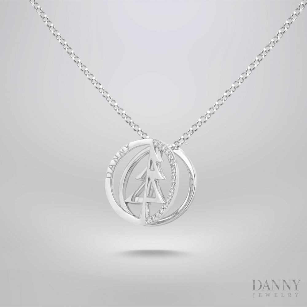 Mặt Dây Cây Thông gắn đá Cz, bạc 925, Xi Rhodium - SP2225100034 (MD017)
