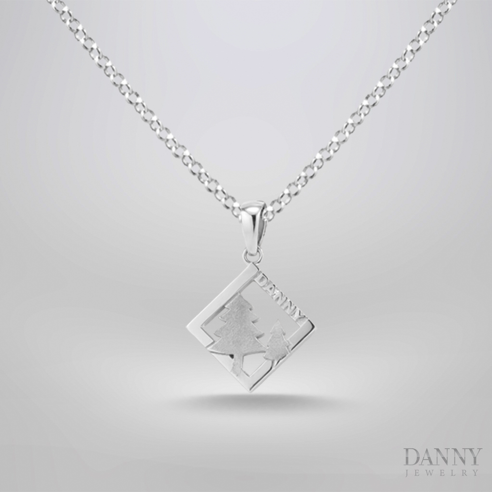 Mặt dây cây thông khung, bạc 925, Xi Rhodium - SP2225100037 (MD020)