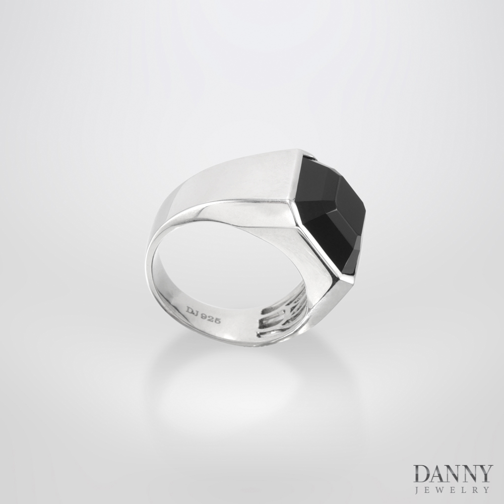 Nhẫn nam bạc 925 xi Rhodium đá Onyx “Black mirror” - JI2GAB001 - N0001