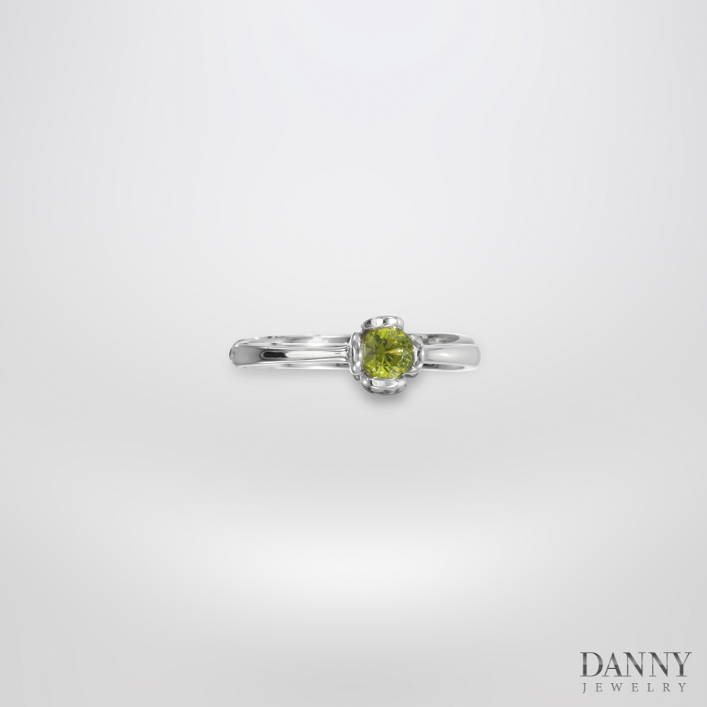 Nhẫn nữ bạc 925 xi Rhodium gắn đá Zircon, Peridot  “Twinkle” - KI2GAE001