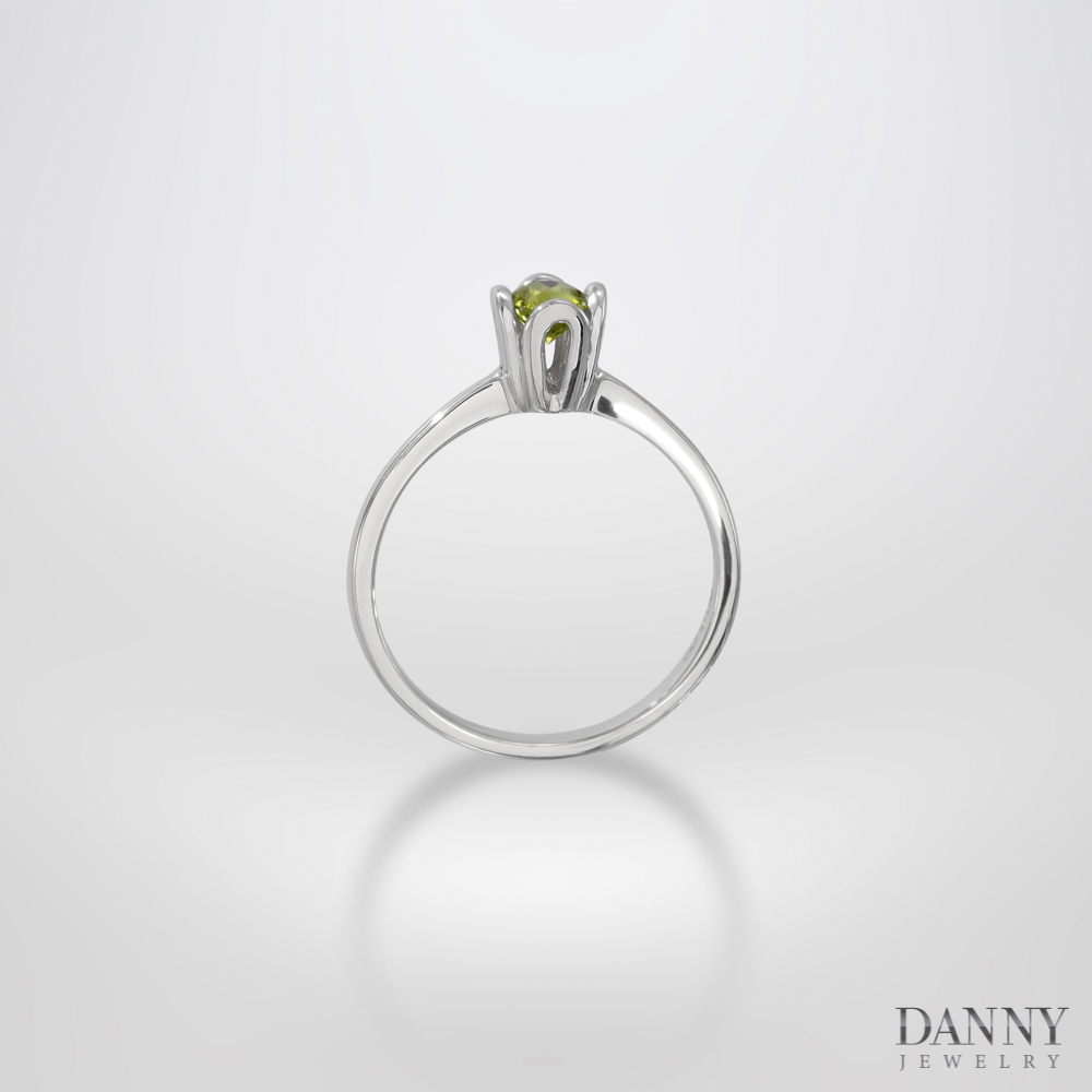 Nhẫn nữ bạc 925 xi Rhodium gắn đá Zircon, Peridot  “Twinkle” - KI2GAE001