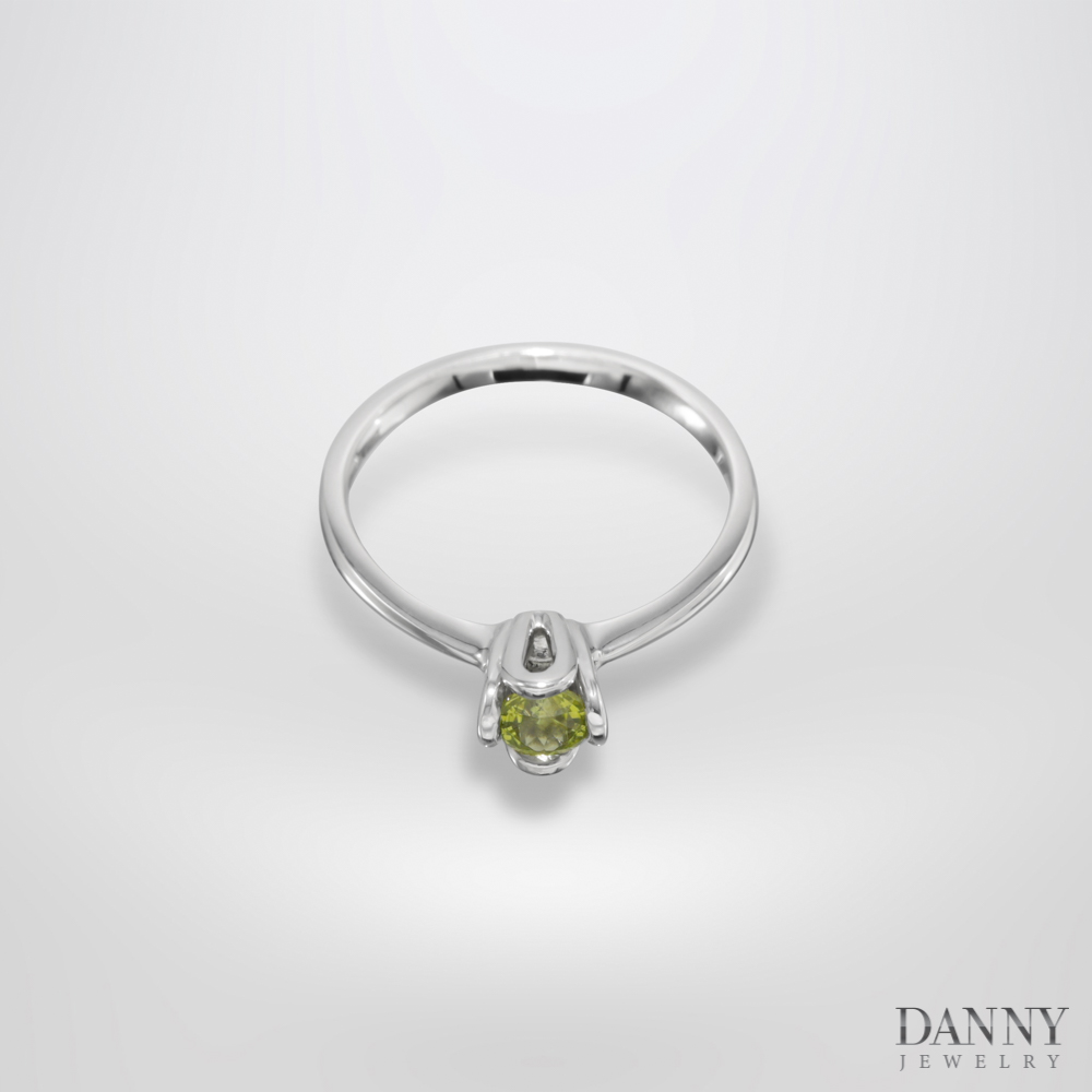 Nhẫn nữ bạc 925 xi Rhodium gắn đá Zircon, Peridot  “Twinkle” - KI2GAE001