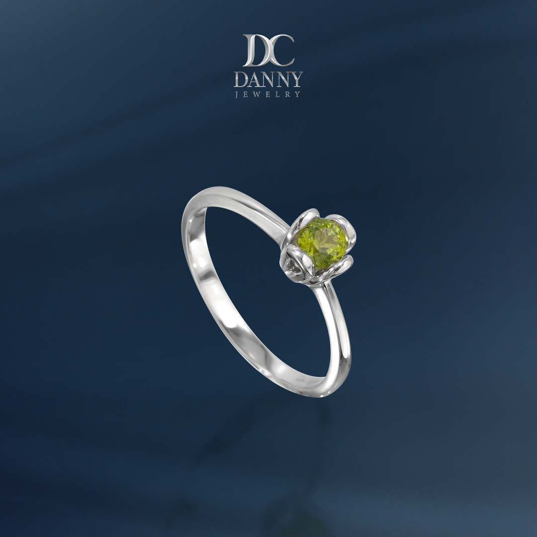 Nhẫn nữ bạc 925 xi Rhodium gắn đá Zircon, Peridot  “Twinkle” - KI2GAE001