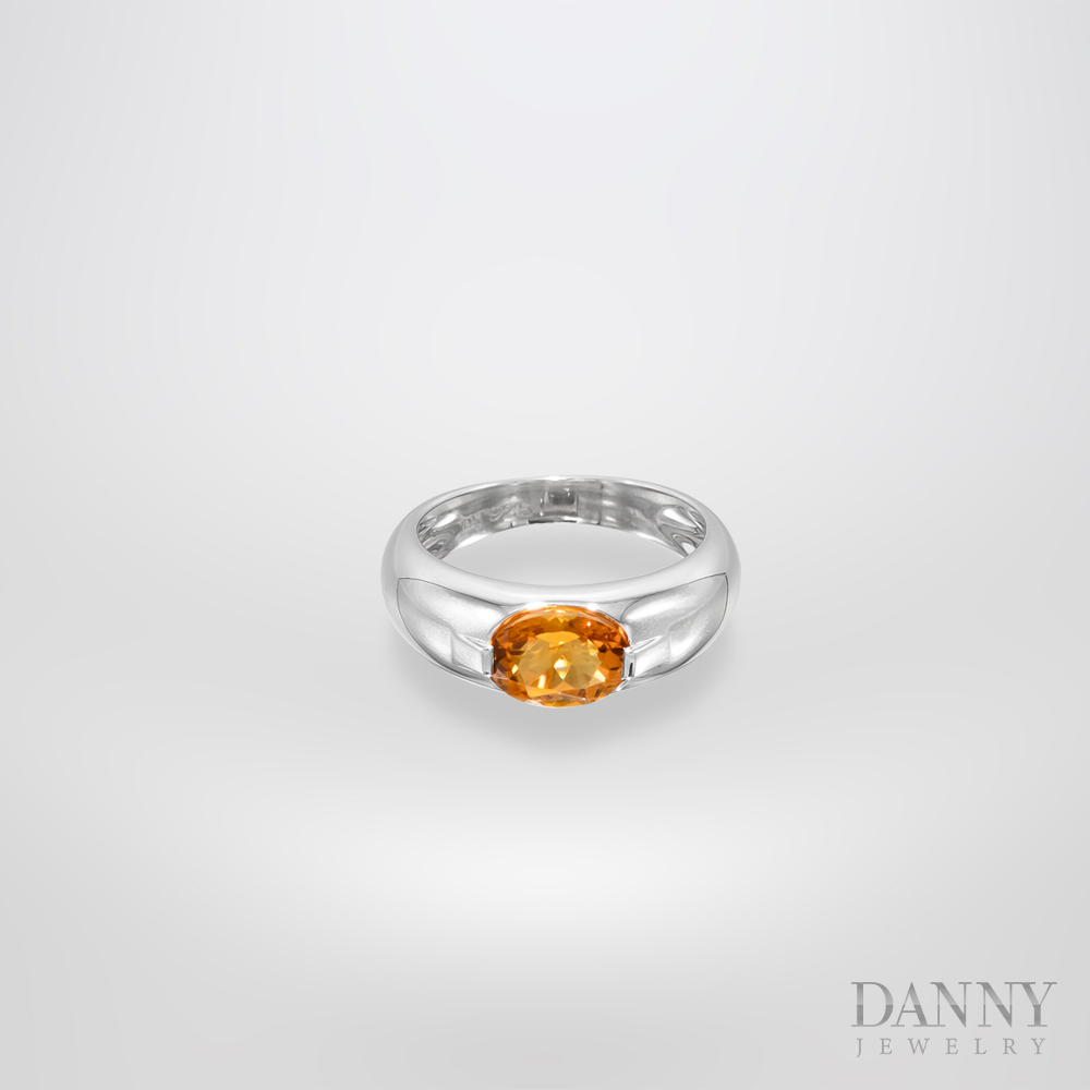 Nhẫn bạc 925 -  Gắn đá Citrine thiên nhiên -  xi Rhodium - Solar:The Saturn - KI2GH001