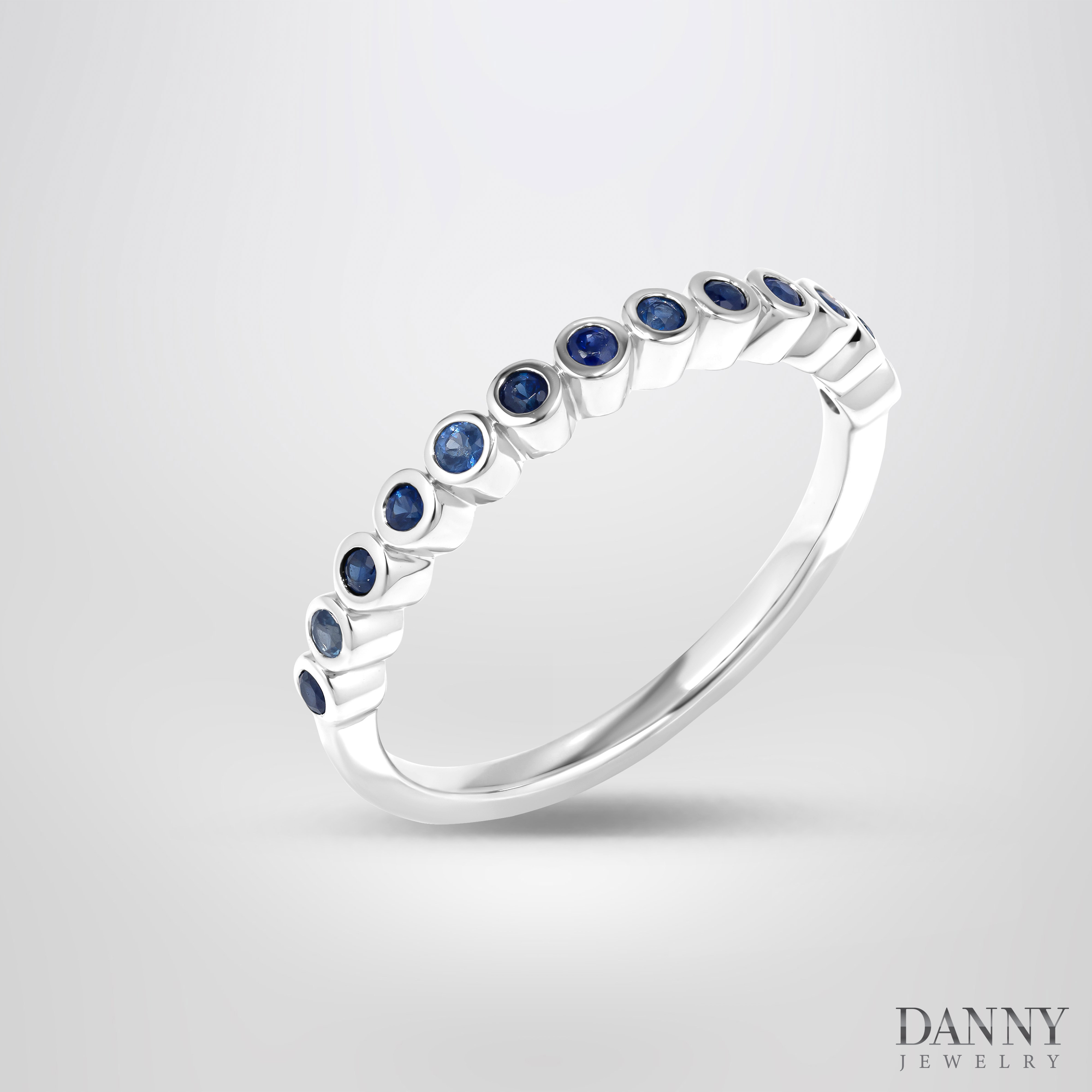 Nhẫn Sapphire lùa 0,20Cts - Cz - Bạc 925 xi Rhodium - N0150